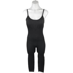 OQQ Black Scoop Spaghetti Strap Tummy Control One Piece Bodysuits Jumpsuit Sz L